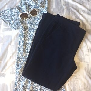 LOFT Marisa Navy Blue Pants w Ribbon Detail